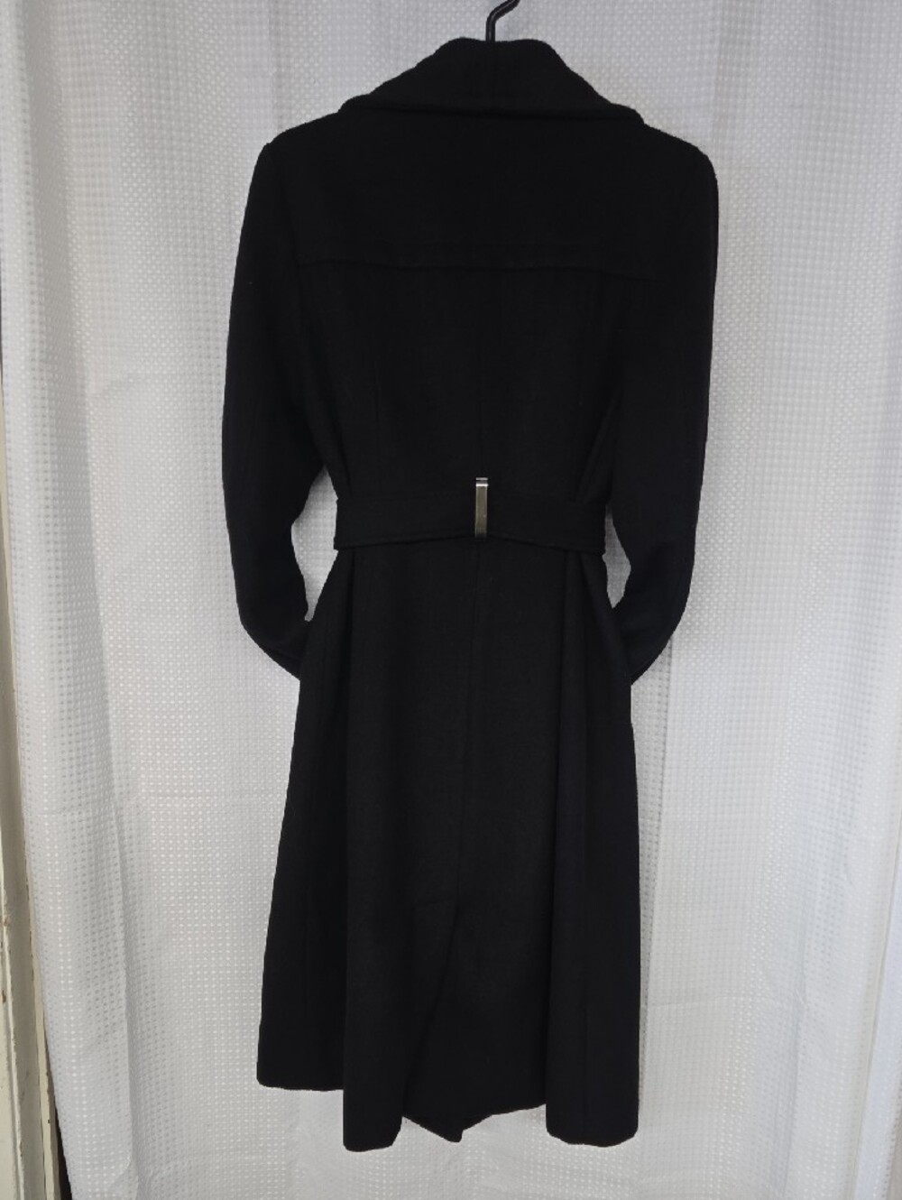 Jennifer Lopez Black Long Sleeve Wrap Belted Coat Dress - Picture 6 of 15